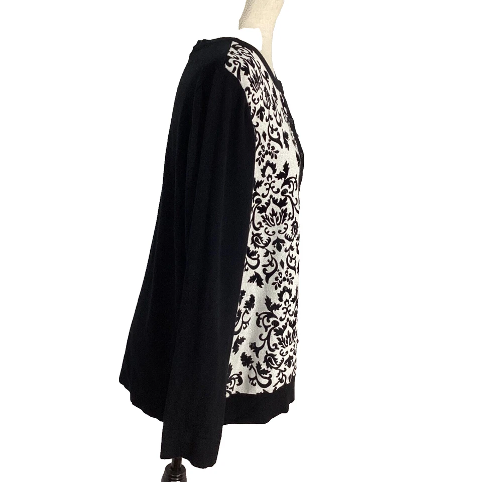 CARDIGAN CHARTER CLUB MUJER PLUS 1X PUNTO NEGRO PLATA CUENTAS LÚREX FIESTA INFORMAL Foto 3 de 4