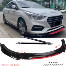 For Hyundai Accent Front Bumper Lip Splitter Spoiler Body Kit Red & Strut Rods