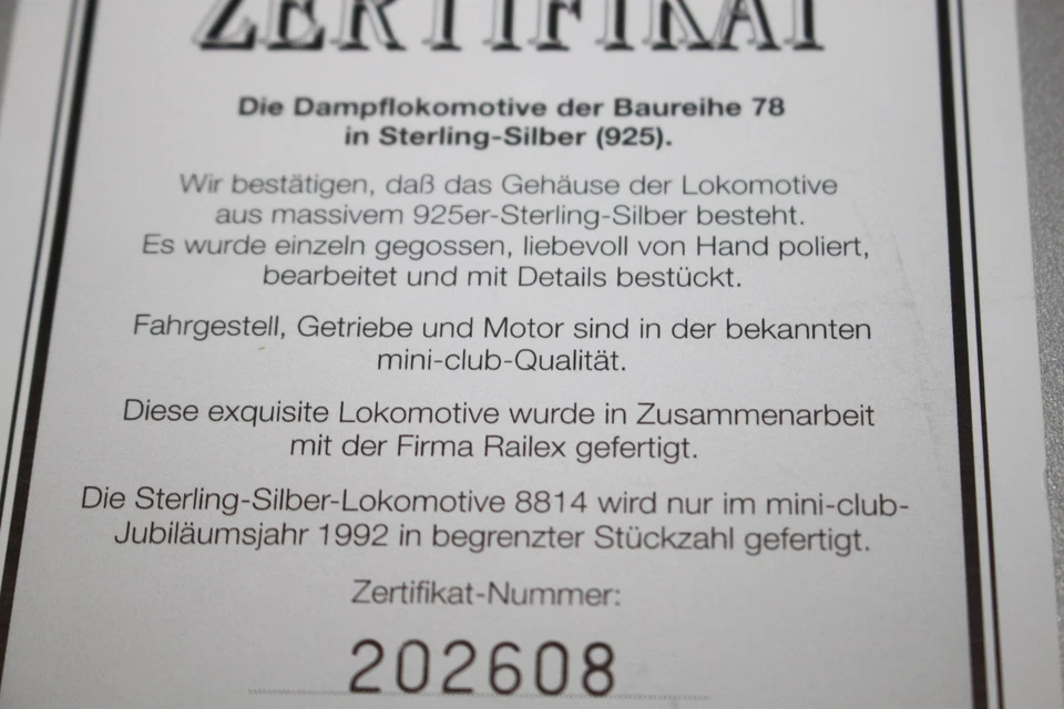 Märklin 8814 Dampflok Baureihe 78 Silber Spur Z OVP - Bild 4 von 4