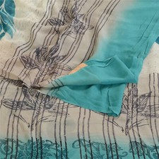 Sanskriti Vintage Blue Pure Georgette Silk Sarees Printed Sari 5Yd Craft Fabric