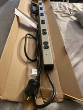 New Wiremold 12 Outlet, 20AMP Power Strip, 15' Cord - White Aluminum - 40" Long