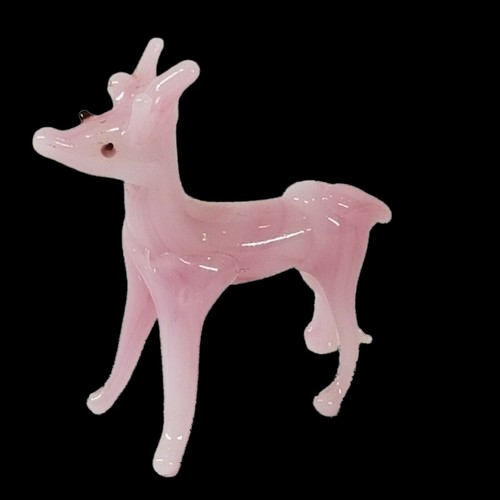 Vintage Art Glass Animal Figurine DEER Hand Blown Japan Pink Fawn Small Tiny - Picture 2 of 10