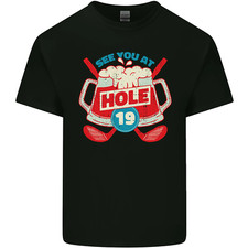 Golf See You at Hole Funny 19th Hole Beer Mens Cotton T-Shirt Tee Top