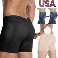 Mens Padded Boxer Brief Shorts Hip Enhancer Butt Lifter Underwear Body Shaper