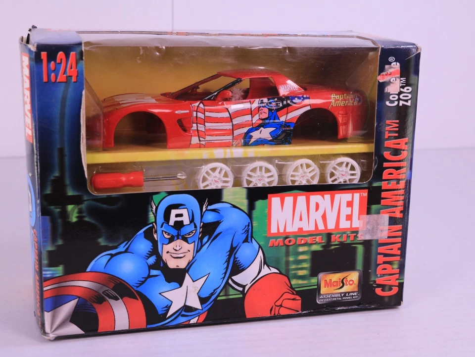 Наборы моделей Marvel Captain America Corvette Z06 масштаб 1:24 Maisto, открытая коробка см. P - Изображение 2 из 4