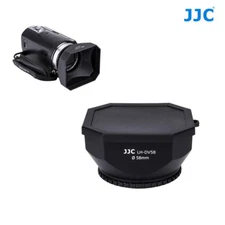 58mm Square Screw-in Lens Hood for DV Camcorders w/ Cap & Keeper Black JJC