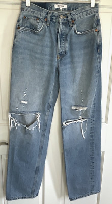 RE/DONE Women s 90s Comfy Jeans Sz 24 Sunfaded Destroy Distressed Ripped Denim
