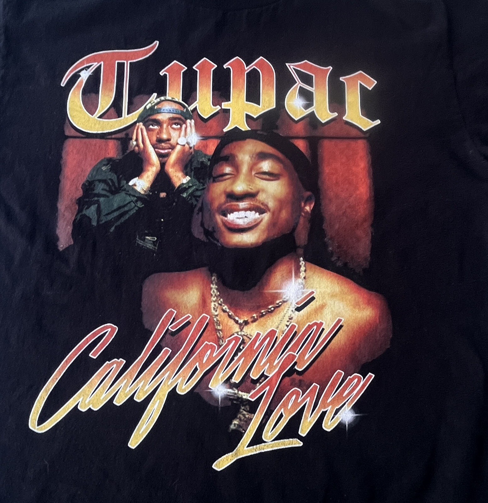 FILA Camicia rap Tupac Death Row 1990 West Coast Shakur California nera 2Pac Hip Hop