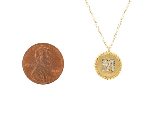 Gabriel & Co. 14K Yellow Gold Round M Initial Pendant Necklace with Diamonds - Picture 4 of 6