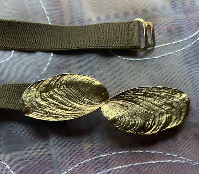 Vintage BERGERE Original Stretch Tan Belt Strap with Gold  display picture 3