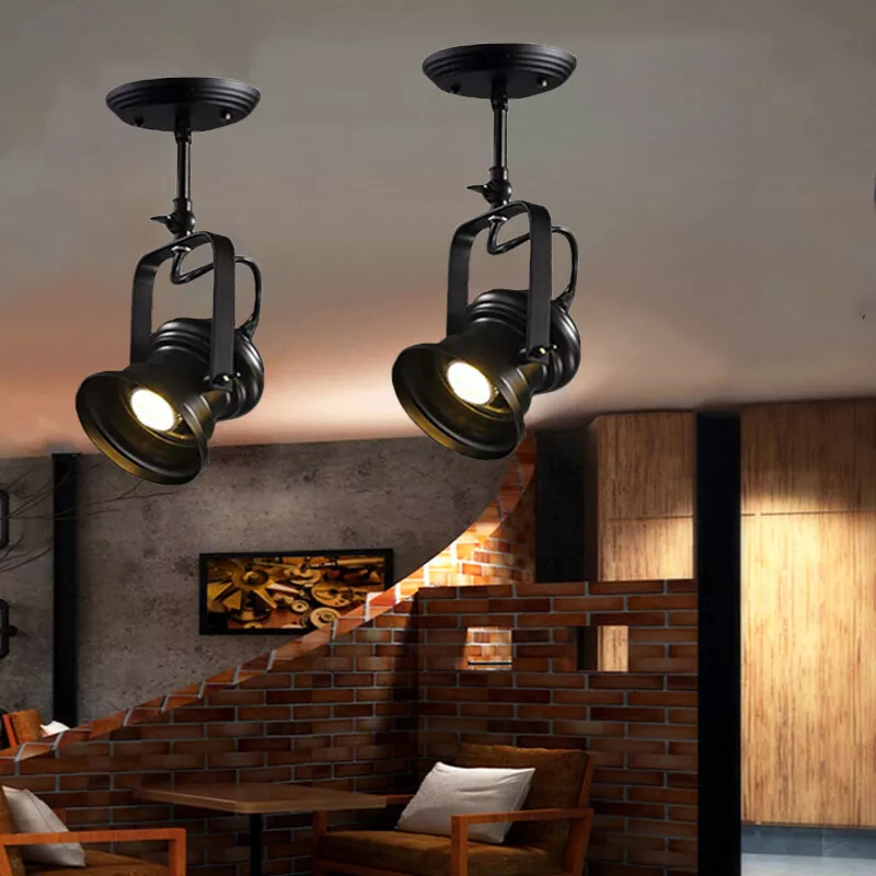 Vintage Adjustable Flush Mount Ceiling Light Farmhouse 1 Head Spotlight Fixture
