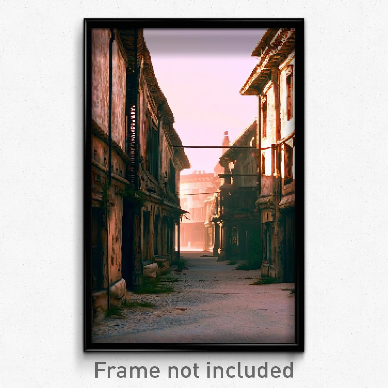 8-Bit Psychedelic Pixel Art Poster - Aged Thoroughfare Trippy Game Print