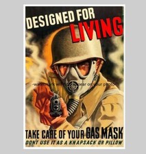 Gas Mask Soldier World War 2 Recruitment Propaganda Poster PHOTO US Army 1944