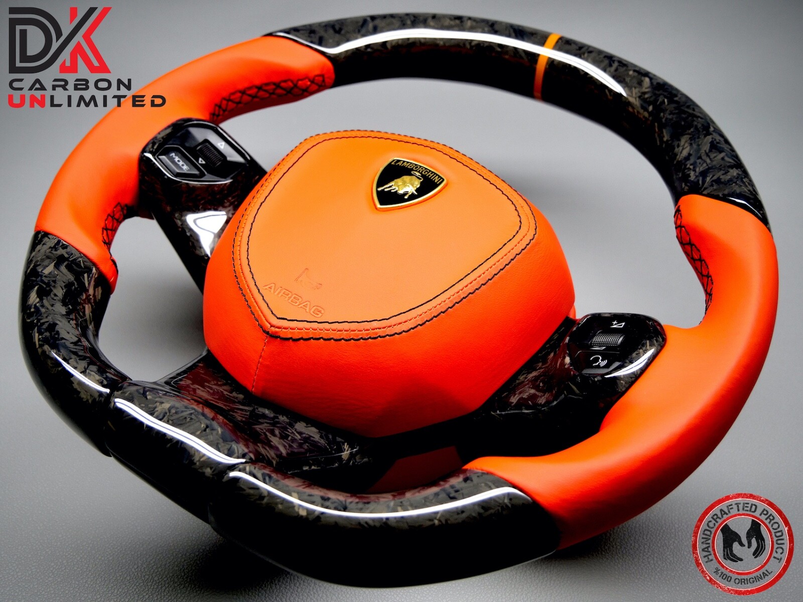 Lamborghini Aventador LP700 LP740 Arancio Dryope Forged Carbon Steering Wheel v2