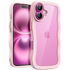 JETech Wavy Case for iPhone 16 Plus 6.7-Inch, Cute Wave Frame Curly Shape Cover