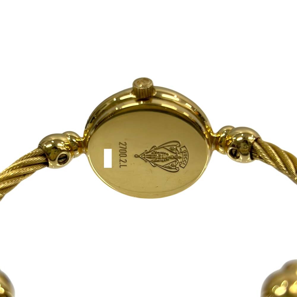 GUCCI WATCH 2700.2.L BANGLE WATCH WHITE SHELL DIAL GOLD