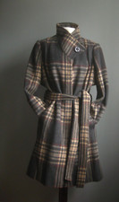 Per Una Wool Coat 22 20 Long Belt Tartan Fit Flare Check Wrap Blanket Relaxed