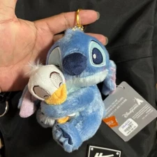 Hongkong Disney Lilo & Stitch Plush Stitch & Duck Plush Keychain Pendant