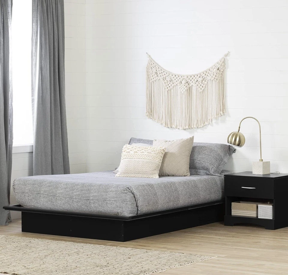 South Shore Step One Platform Bed with Storage, Full 54-Inch, Pure Black - Imagem 2 de 4