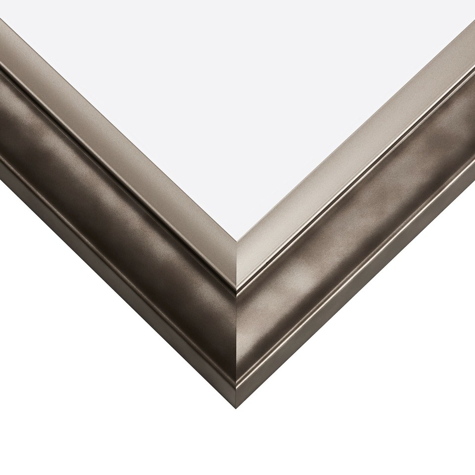 Craig Frames Ventura, 2" Wide Pewter Silver Picture Frame With White a