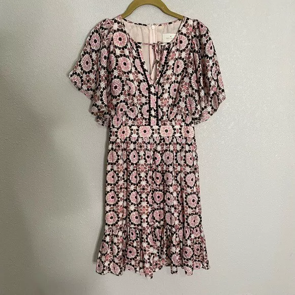 Abito Kate Spade in seta con stampa geometrica 0