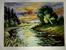 Printed needlepoint tapestry canvas only 7x9.5 inch  Summer Sunset Orchidea