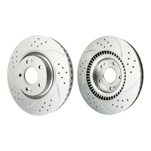 Front Drilled Rotors Ceramic Brake Pads For 2016-2019 Kia Optima - Picture 5 of 13