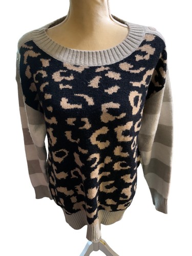 Weißer Birkenpullover Strickpullover Damen S Oversize Leopardenmuster weich warm - Bild 2 von 4