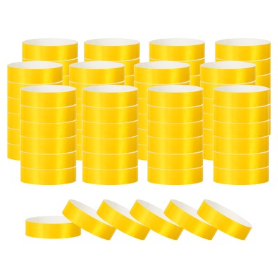 500 Pack Paper Wristbands for Events, Neon Party Concert Wrist Bands Yellow