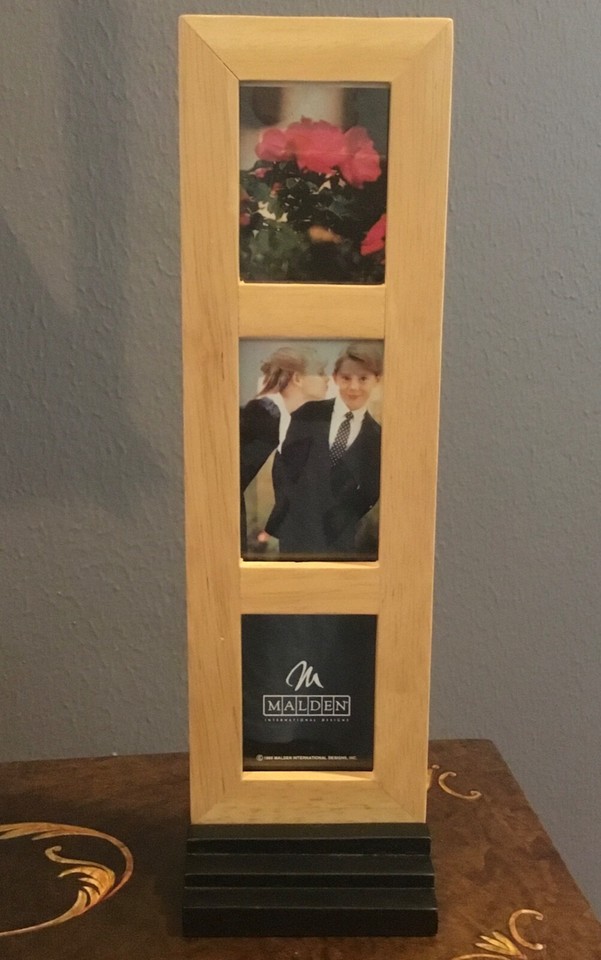 MALDEN Wood Picture Frame Freestanding Vertical 3 Stacking Photos