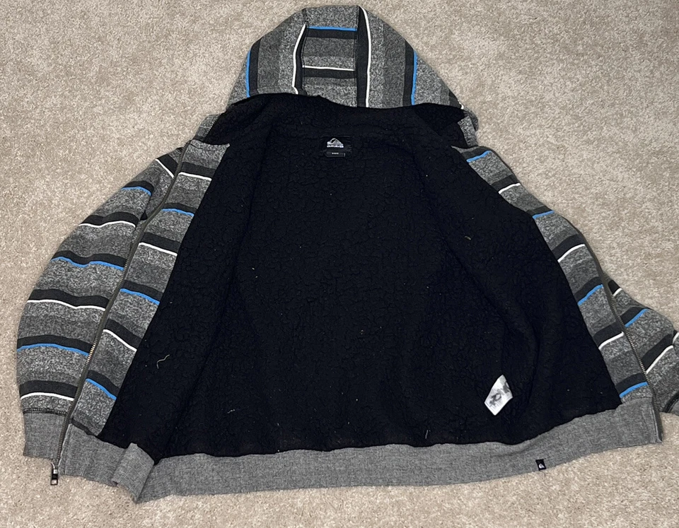 Chaqueta con Capucha Quicksilver Sherpa Forrada Juvenil Cremallera Completa Gris Rayas Juvenil Mediana Foto 3 de 4