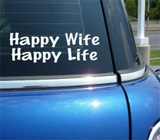 HAPPY WIFE HAPPY LIFE DECAL STICKER FUNNY MARRIAGE SPOUSE HONEY DO CAR TRUCK