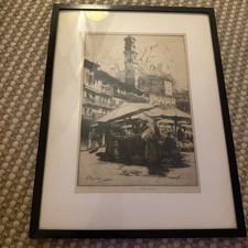 May Louise Greville Cooksey (1878-1943) - 1915 Etching, Piazza delle Erbe