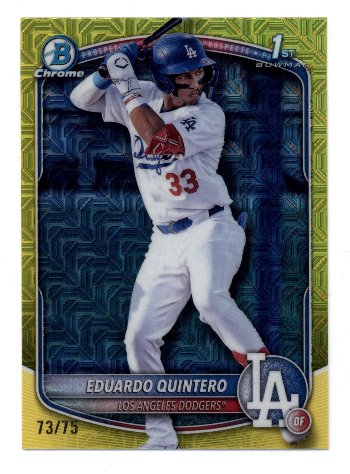 2025 Bowman Chrome Mega Box Prospect Yellow Refractor Eduardo Quintero 1st 73/75