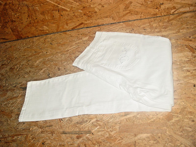 HELENA VERA 42/L30 Damen Stretchjeans/Jeans weiß Dehnbund Strass