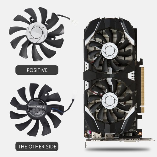 2X(HA8010H12F-Z 75MM 2Pin GTX1050Ti GPU Cooler DUAL Fan for GTX4551 - Photo 3/8