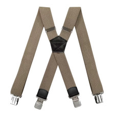 Heavy Duty Suspenders for Men Work Outdoor 3.8Cm X-Back 4 Strong Clips Adjustabl