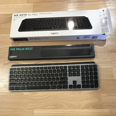 Logitech MX Keys for Mac Keyboard, QWERTY, Black/Gray, Enhanced Keys, Palm Rest