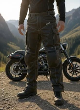 HWK Motorcycle Pants Men’s Large Inseam 32 Protective Riding Gear Black Armor