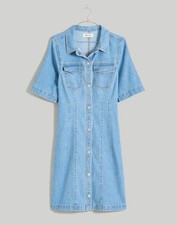 Madewell Denim Seamed Mini Shirtdress in Palermo Wash Size 12 NWT