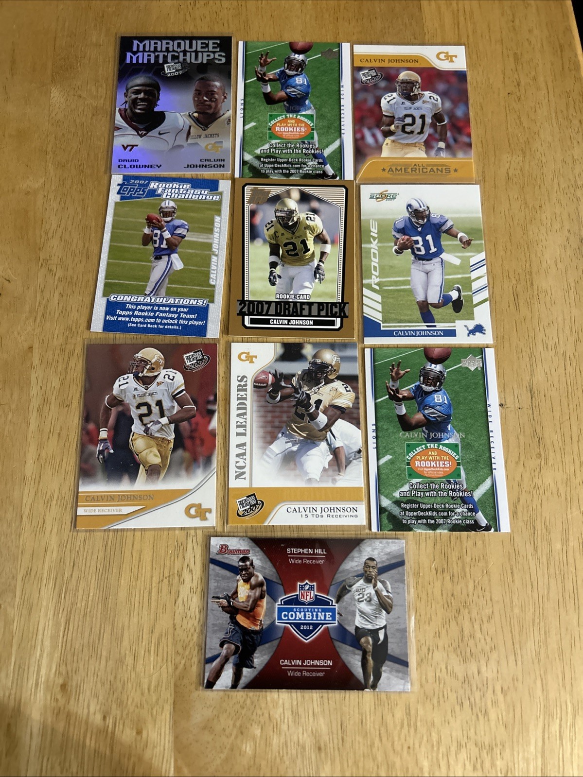 Calvin Johnson Lions 2007 Rookie Lot Of 19 Cards HOF