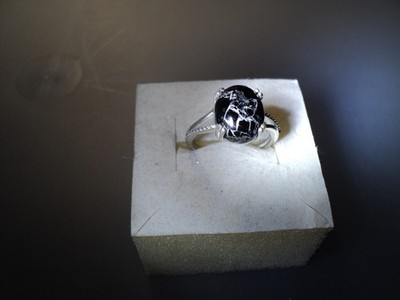 Matrix Shungite 11x9mm sterling silver ring size 9 DAD1005