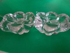 Daum France vintage crystal salt and pepper cellars with tiny spoons 1960s