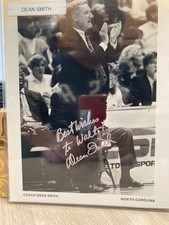 dean smith signed 8x10.north carolina. free shipping
