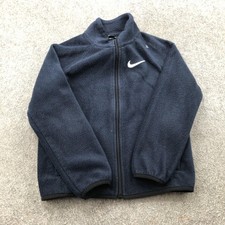 Nike Jacket Youth 7 Navy Blue Fleece Full Zip Swoosh Logo Athletic