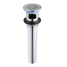 Grid Drain Strainer Assembly with Overflow for Bathroom Sink, Chrome Plated
