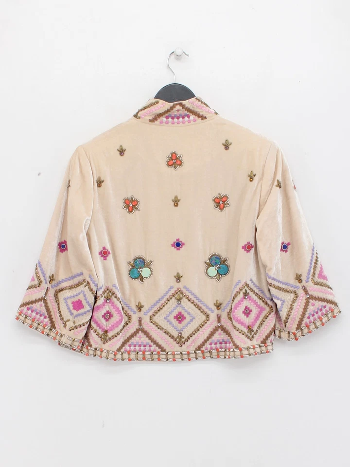 Chaqueta para mujer Matthew Williamson UK 10 crema rayón Foto 2 de 4