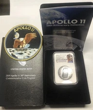 2019 APOLLO 11 50th Anniv Silver Dollar NGC PF70🌟FLAWLESS🌟FIRST DAY OF ISSUE