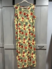 Vintage Field Manor Silk Floral Maxi Dress Pullover Side Slit Size XL