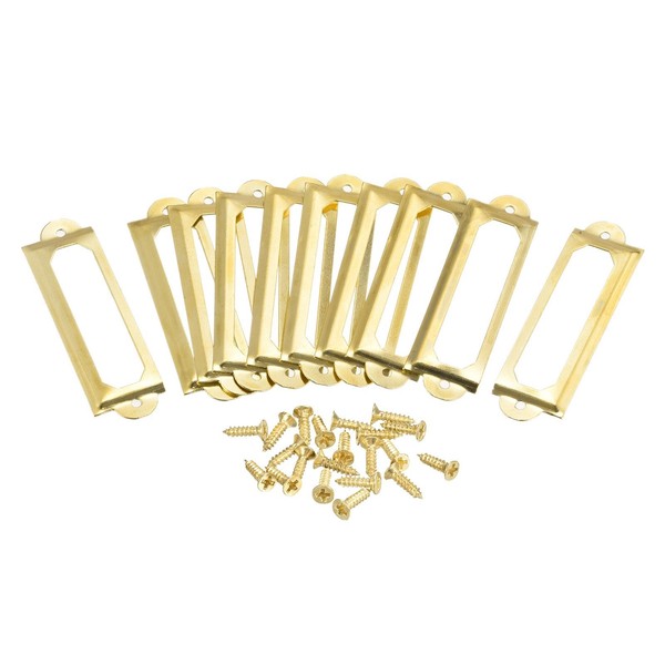 10 StüCk Etikettenhalter Aus Metall Datei Namenskarten Rahmen Goldton 60X17Mm-image